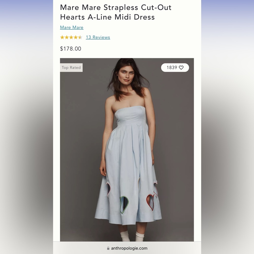 Anthropologie Mare Mare Strapless Cutout Maxi dress Sz Xs